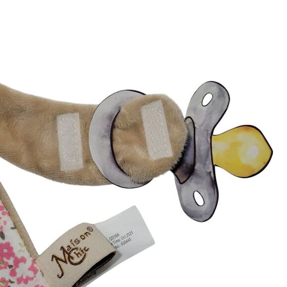 Maison Chic Farrah the Fawn Deer Lovey Paci Holder Blankie Pink Tan Floral NEW - Picture 7 of 15